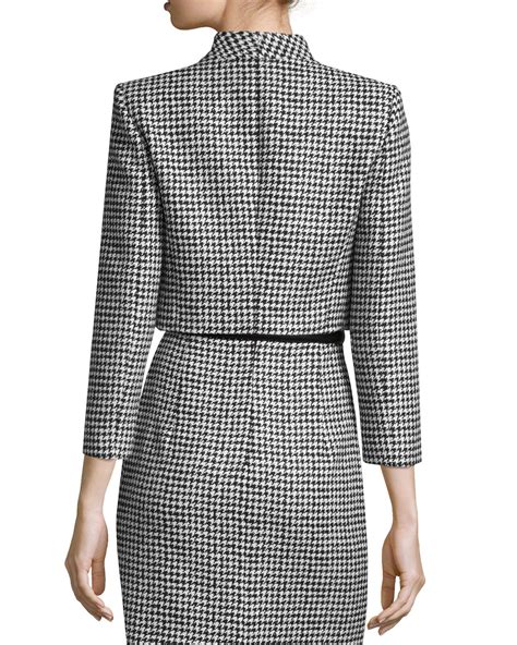 michael kors wool jacquard houndstooth bolero jacket|Women's Michael Kors Wool & Cashmere Coats .